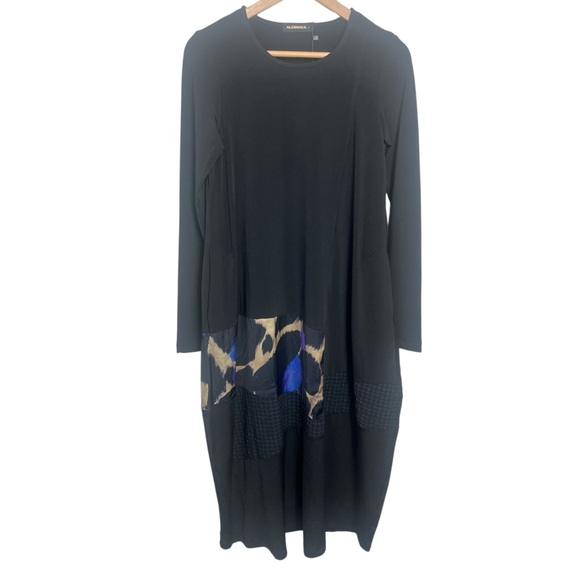 Alembika Amethyst Black Mixed Print Cocoon Midi Dress Size 0 | US Size 4-6 NWT - Picture 3 of 13